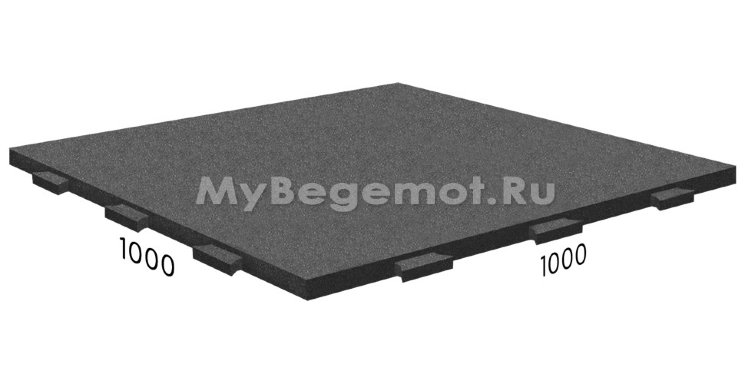 Резиновая плитка RUBBLEX со скрытым замком, 1000x1000 мм, черная